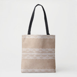 Off-White Lace on Vintage Paper Texture with subtl Tote Bag