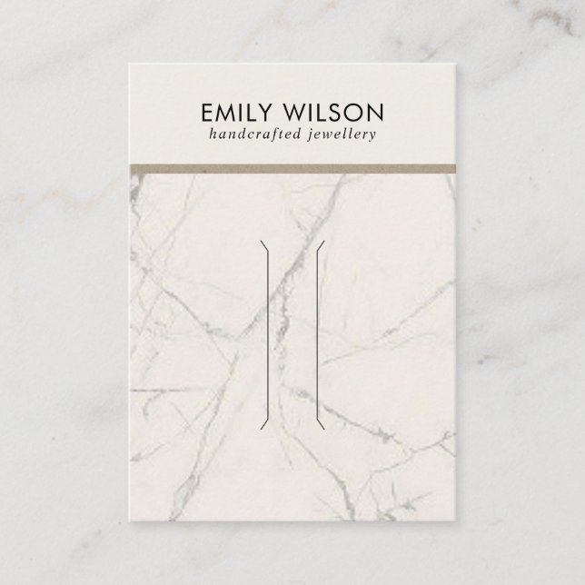 OFF WHITE MARBLE TEXTURE HAIR CLIP DISPLAY CARD (Front)