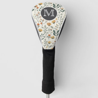 Off White Modern Wildflower Golf Head Cover