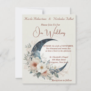 Off White Moonflower Floral Wedding Invitation