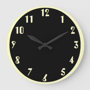 Off White on Black Large Clock