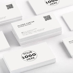 Off White   QR Code & Logo Modern, Professional Business Card
