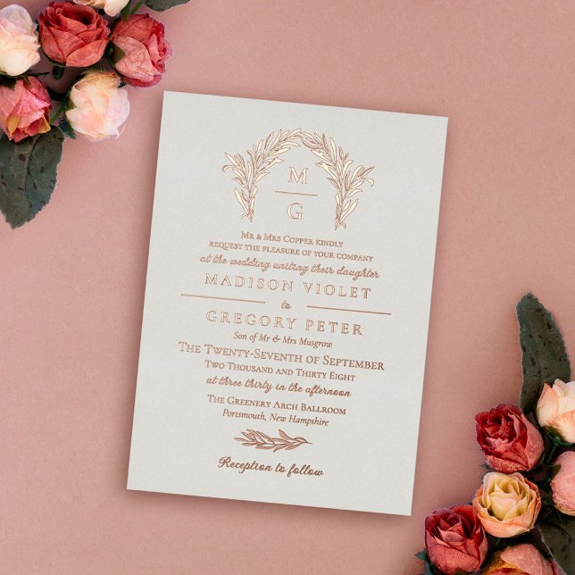 Off White Rose Gold Arch Wreath Monogram Wedding (Creator Uploaded)