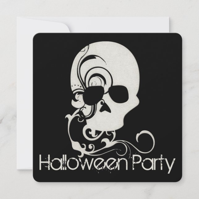 Off White Scary Skull Halloween Party Invitation (Front)