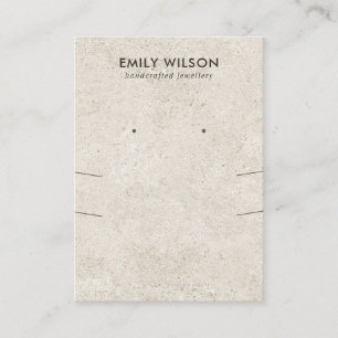 OFF WHITE STUCCO LONG NECKLACE EARRING DISPLAY BUSINESS CARD