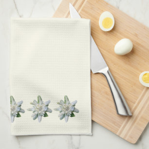 Off white Swiss Towel Switzerland Edelweiss flower