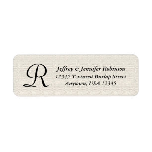 Off White Textured Name and Address Label Monogram