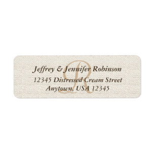 Off White Textured Rustic Monogram  Address Label