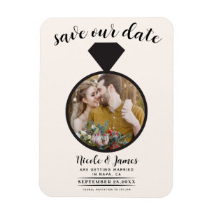 Off White Wedding Ring Photo Save the Date Magnet