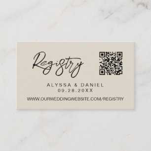 Off-white wedding shower gift registry QR code Enclosure Card