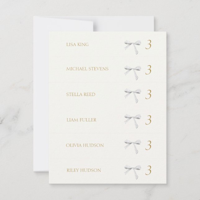 Off White | White Ribbon Place Name Escort Card (Front)