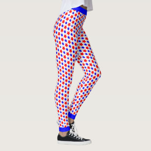 Offbeat Distressed Red and  Blue Stars Leggings