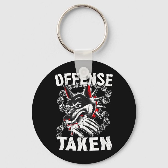 Offence Taken Meme Funny Dog Funny Halloween Key Ring (Front)