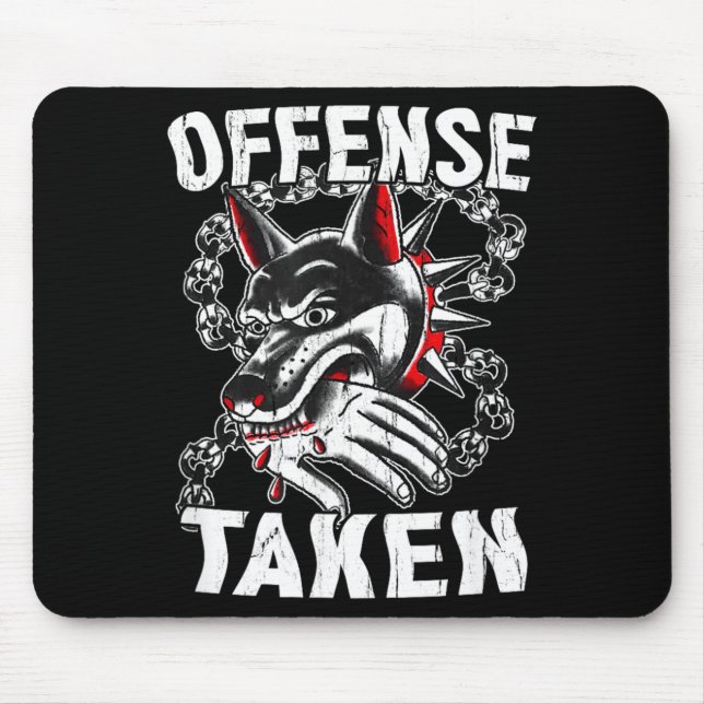 Offence Taken Meme Funny Dog Funny Halloween Mouse Mat (Front)