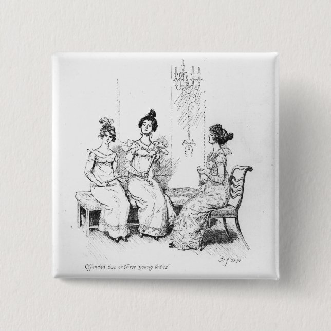 Offended two or three young ladies 15 cm square badge (Front)