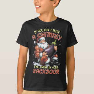 Offensive Christmas Adult Ual Innuendo Santa Rude  T-Shirt