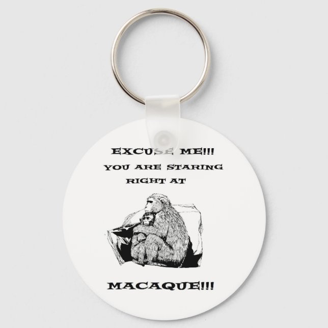 offensive humour Funny Macaque monkey Key Ring (Front)
