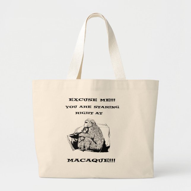 offensive humour Funny Macaque monkey Large Tote Bag (Front)