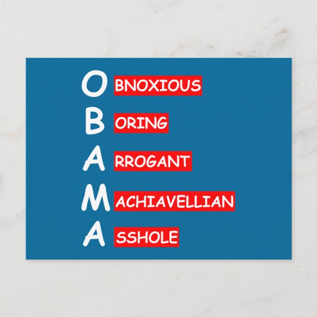 Offensive,insulting anti Obama Postcard (Front)