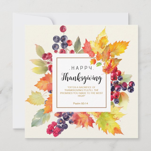 Offer the Sacrifice of Thanksgiving  Holiday Card (Front)