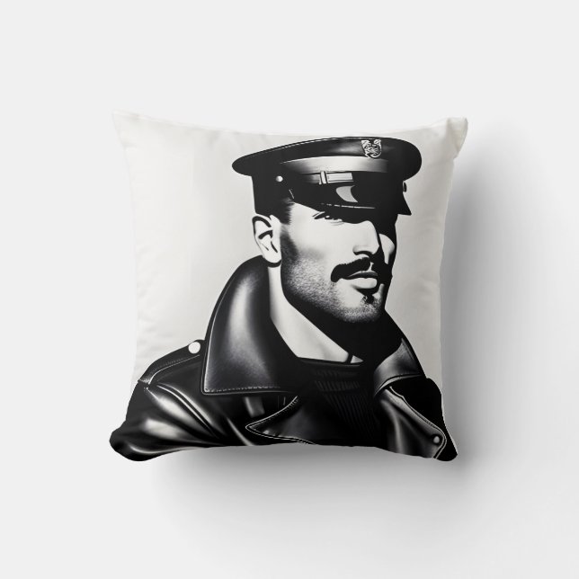Offical Iconic LGBTQ Gay Leather Daddy Biker Art Cushion (Front)