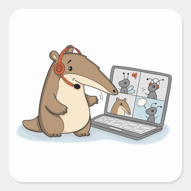 Office Anteater | Team Meeting Square Sticker (Front)