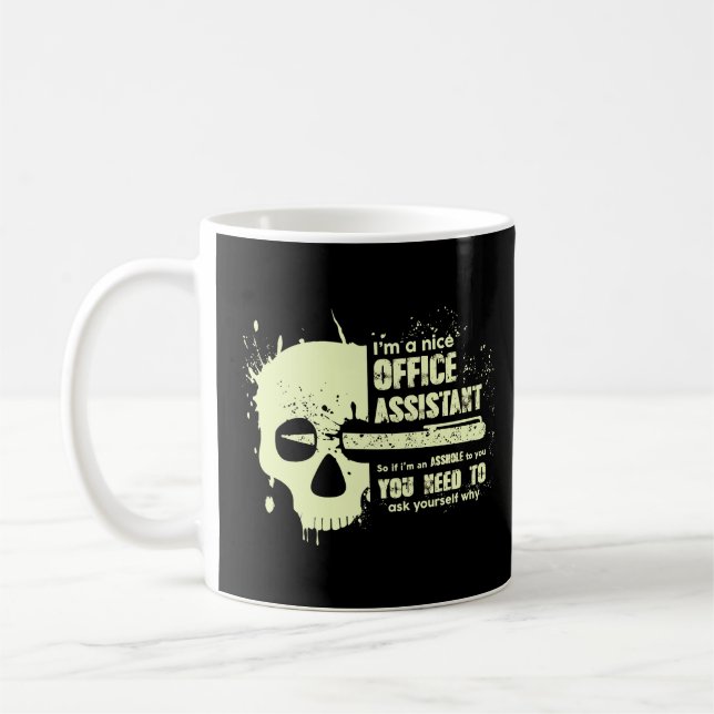 Office Assistant  Funny Gift Skull Graphic Coffee Mug (Left)