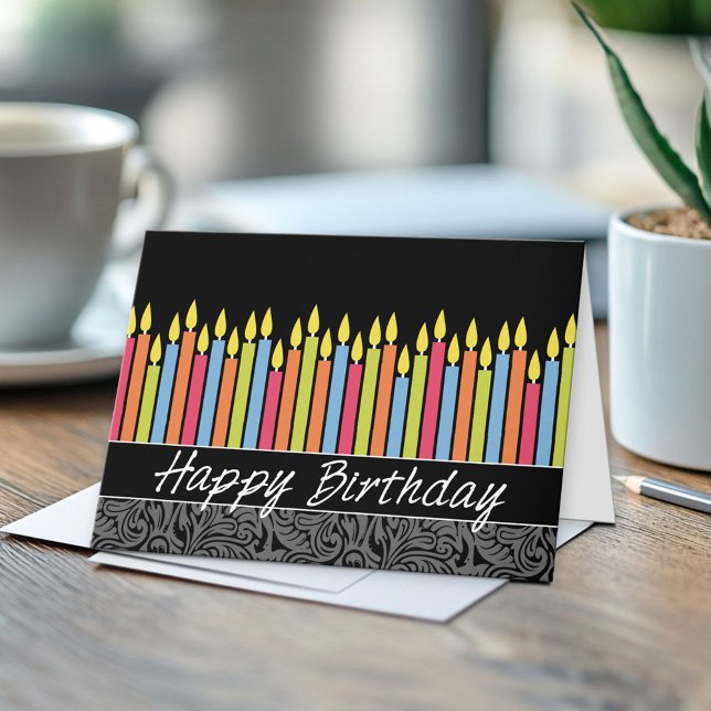 Office Birthday Card with Candles (Custom Greeting Card)