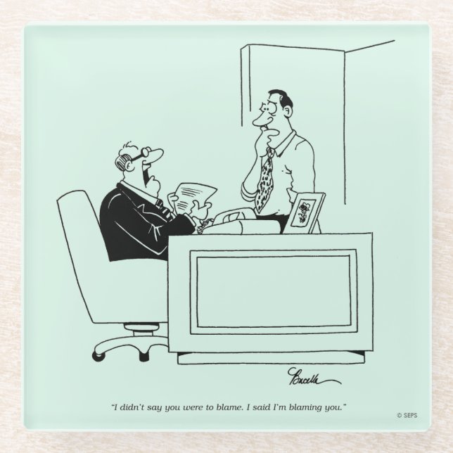 Office Blame Glass Coaster (Front)
