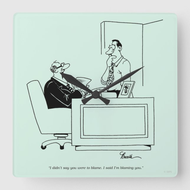 Office Blame Square Wall Clock (Front)