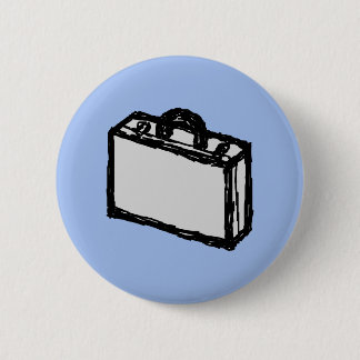 Office Briefcase or Travel Suitcase Sketch. Blue. 6 Cm Round Badge