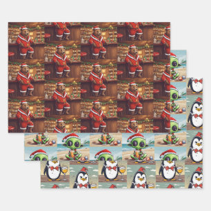 Office Christmas Animal Wrapping Paper Selection