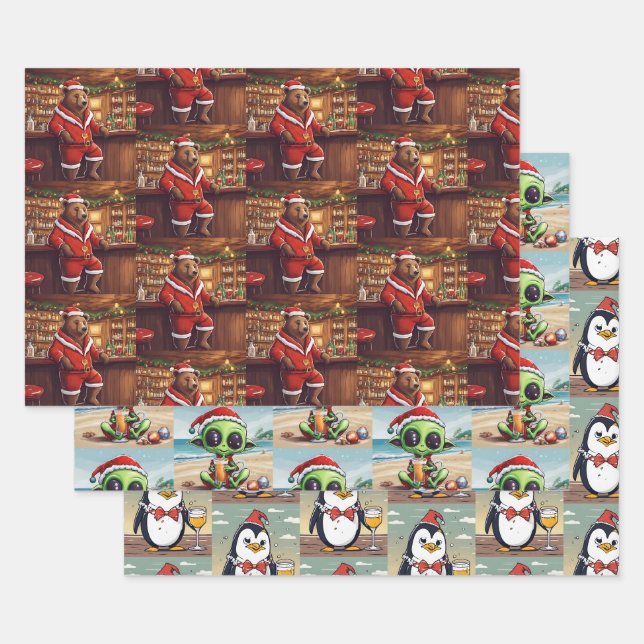 Office Christmas Animal Wrapping Paper Selection (Set)