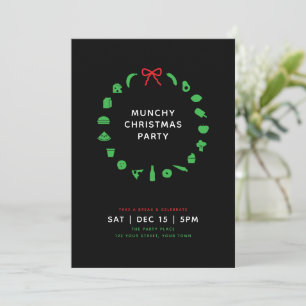 Office Christmas Party   Festive Food Icon Wreath Invitation