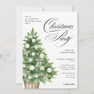 Office Christmas Party Snowy Tree Business Logo  Invitation