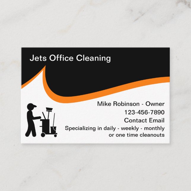 Office Cleaning And Janitorial Services Business Card (Front)