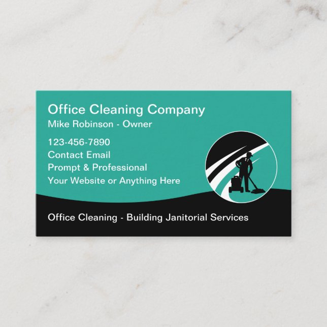 Office Cleaning And Janitorial Services Business Card (Front)