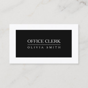 Office Clerk Professional Black and White Business Card