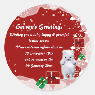 Office closed open dates awareness announcement classic round sticker