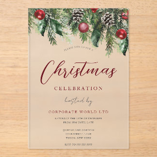 Office Corporate Christmas Party Celebration Acrylic Invitations