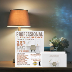 Office Desk, Cleaning Service Business Card