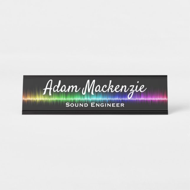 Office Desk Signs Rainbow Black Name Plate Sign (Front)