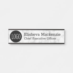 Office Door Logo Name Plate Sign - Grey Marble