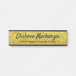 Office Door Name Plate Sign - Gold and Black
