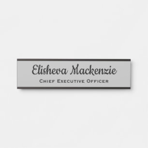 Office Door Name Plate Sign - Grey and Black