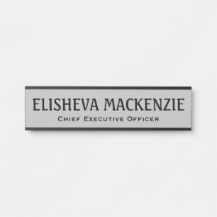 Office Door Name Plate Sign - Grey and Black