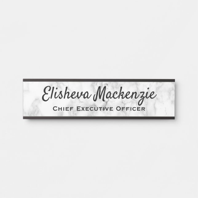 Office Door Name Plate Sign - Grey Marble (Front)