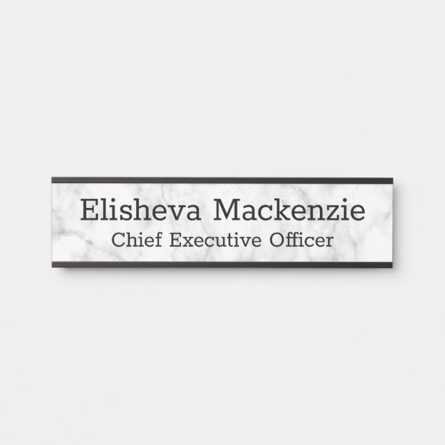 Office Door Name Plate Sign - Grey Marble (Front)