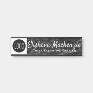 Office Door Name Plate Sign - Logo Grey Marble