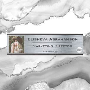 Office Door Name Plate Sign - Silver Photo Picture